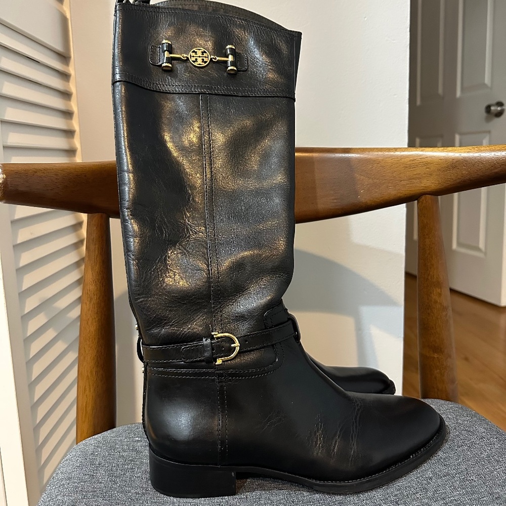Tory Burch Black Leather Riding Boots